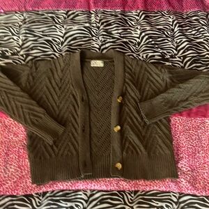 Poof apparel green knitted cropped jacket